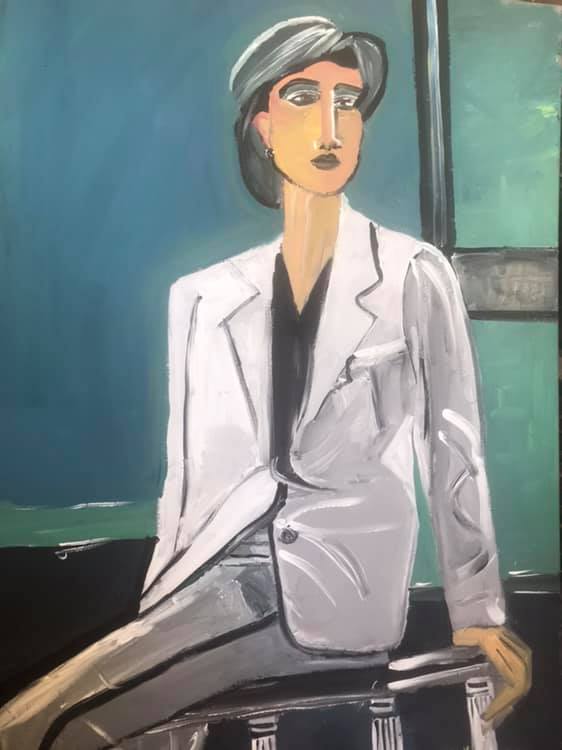 Sabine Schäfer | "Frau im weißen Anzug" | 100 x 70 cm